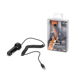 Kábel nabíjací do autozapalovača type C 2.1A + USB 12/24V